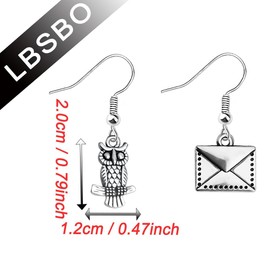 CENWA Owl and Letter Earrings Book Lover Gift Owl Dangle Drop Earrings for Fans (Owl and Letter earrings CA)