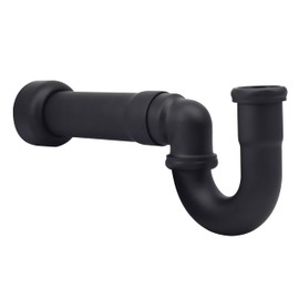 Westbrass D402NE-1-62 1-1/2" New England Style P-Trap with High Box Flange, Matte Black