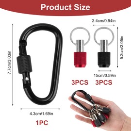6Pcs Drill Bit Holder Keychain 1/4 Inch Hex Shank Screwdriver Bits Holder Quick Release Drill Extension Tools for Nut Driver Screwdriver Screw Drill Bits with Keychain Carabiner (3 Black 3 Red)