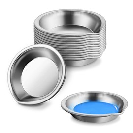 CYIIOU 12 Pieces Stainless Steel Round Palette Round Mixing Palette Stainless Steel Paint Palette Round Palette with Mouth Suitable for Paint Pigment and Water Based Painting