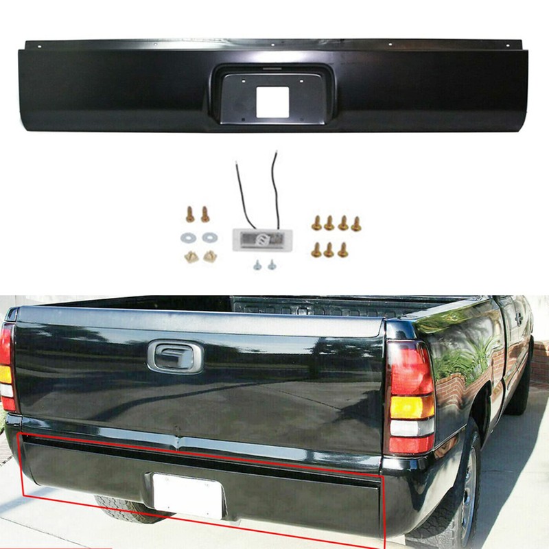 Rear Roll Pan Bumper with License Plate Pickup Trucks Steel