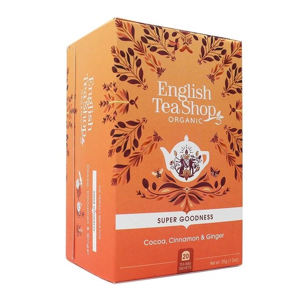 English Tea Shop 20 Super Goodness Organic Cacao, Cinnamon & Ginger Teabags