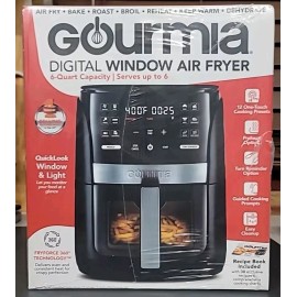 Gourmia 6-qt. Window Air Fryer - 12 One-Touch Cooking. Black **SEALED*