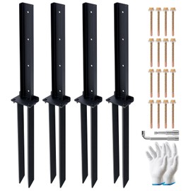ATCWF 4-Pack Fence Post Repair Kit, 32in Heavy Duty Ground Spike Anchor for Wooden Post Repairing Tilted/Broken Posts