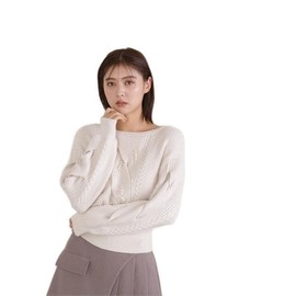 Jill by Jill Stuart Women's Pearl Tuki Cable Knit Sweater, ecru