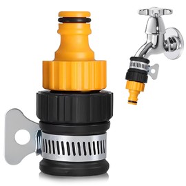 Hose Tap Connector, 12-16mm Kitchen Taps Hose Connector Garden Tap Hose Fitting Set Faucet Adapter with Stainless Steel Collar for Kitchen Garden Bath Indoor and Outdoor