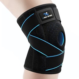 Kniebandage mit seitlichen Stabilisatoren, X-Pro Sport verstellbare Patella-Kniebandage, Meniskus-Kreuzband-Stütze, professionelle atmungsaktive orthopädische Bandage für Männer und Frauen