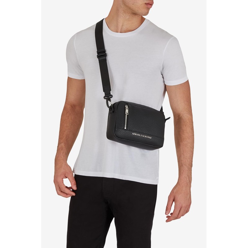 Armani Exchange Men's Essential Capri Adjustable Strap Camera Case, Black,