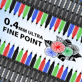 coruscant Ultra Fine Point Permanent Markers, 15 Pack Extra Fine Tip 0.4 mm Marker, 4 Colors, Quick-Drying, Waterproof, Fade-Resistant, Ideal for Home, Office, School