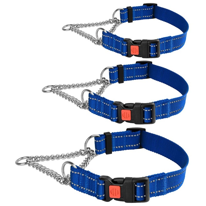 CollarDirect Reflective Dog Collar Martingale Collars Side Release Buckle Chain