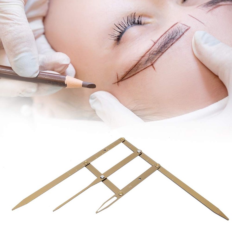 Eyebrow Ruler, Eyebrow Positioning Measurement Microblading Tattoo Eyebrow Ruler Golden
