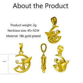 YIKOXI 14K Gold Plated Dainty Birthstone Necklace for Women | Elf girl on the Crescent Moon | Mothers Birthday Gifts for Women Daughter (12. December(Artificial Tanzanite))