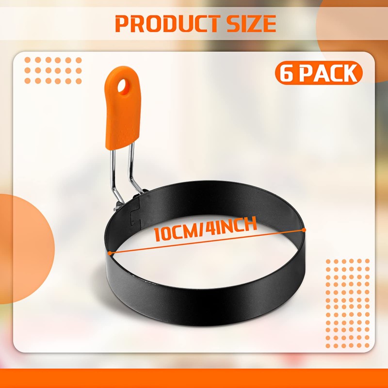 Patelai 6 Pcs Professional Egg Ring Pancake Ring Set Stainless