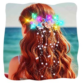 JEWEKY Light Up Starfish Hair Clips Mermaid Costume Under The Sea Hair Accessories for Women