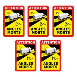 MDlabels Pack of 5 Angles Morts for Trucks, Buses and Caravans 25 x 17 cm Sticker Sign France with UV Protection Especially for Outdoor Use