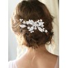 Latious Wedding Bride Hair Comb Silver Flower Bridal Hair Side Clip Crystal Hair Pieces Leaves Hair Accessories for Women and Girls