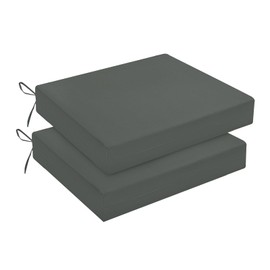 downluxe Outdoor Chair Cushions Set of 2 for Patio Furniture, Water-Resistant Square Corner Patio Chair Cushions with Ties, High Density Foam Outdoor Seat Cushion, 18.5" X 16" X 3", Dark Grey