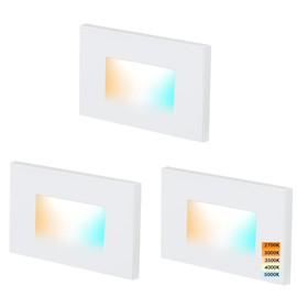 CLOUDY BAY 120V 5CCT Dimmable LED Indoor Outdoor Step Light,2700K/3000K/3500K/4000K/5000K,Stair Light,White,Pack of 3