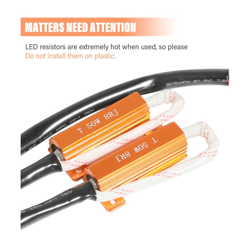RACOONA 50W 6 Ohm Headlight Bulb Relay Harness Adapter Anti