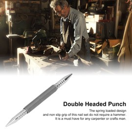 Haosie Nail Punch, Double Head Spring Nail Punch, Small Exquisite Metal Nail Punch Working Tool for Any Carpenter or Crafts Man
