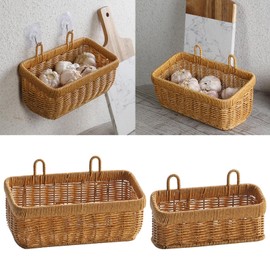 QUETHEDS Woven Kitchen Storage Basket Wall Hanging Organizers for Vegetables Efficient Garlic Gingers Container Kitchen Supplies