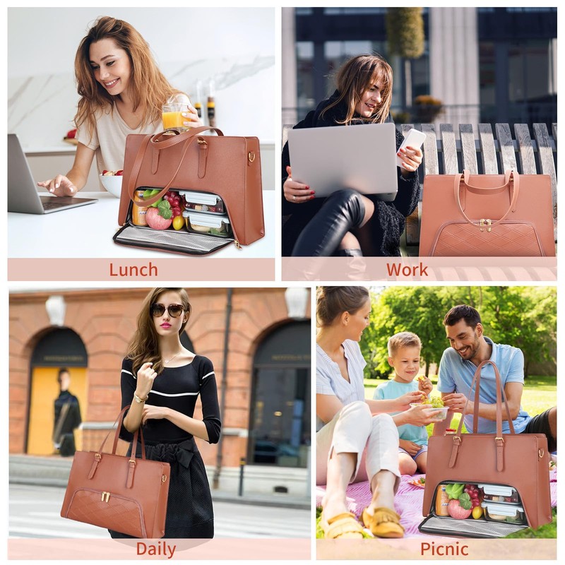 Jetviivid Laptop Tote Bag with Lunch Compartment, 15.6 Inch Work