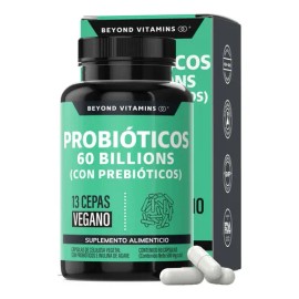 Probioticos 60 Billion Ufc + Prebióticos (prebiotic)| 13 Cepas | Tecnología De Microencapsulación 4 Capas - Vegano - Fibra - Vitaminas Mujer / Hombre - Flora -60 Cápsulas
