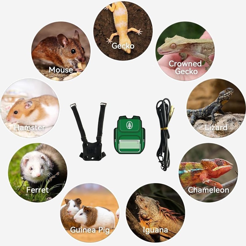 Bearded Dragon Harness Leash Soft Leather Harness with Backpack Velcro