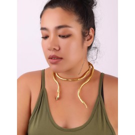 Sacina Gothic Punk Gold-tone Snake Choker Snake Necklace for Women, Gothic Goth Necklace, Costume Jewelry, Christmas New Year Jewelry Gift for Women