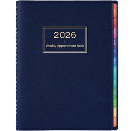 2026 Appointment Book - 2026 Diary from Jan 2026 - Dec 2026, A4 Week to View Appointment diary 2026, Hourly Planner 2026 in 15 Minutes Times Slots, with Soft Leather Cover, 21.8 x 29 cm, Colorful Tabs