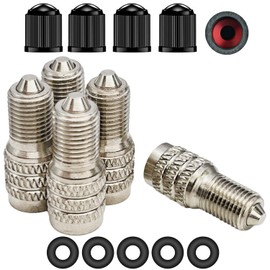 Double Seal Valve Stem Caps,Metal Valve Stem Extenders Double Seal High Pressure Inflate/Flow Through Valve Stem Caps Tire Caps for High Pressure Cars, Trucks, Trailers RV Semi Bus Tires- V2B DS-1