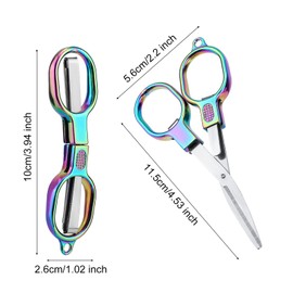 2pcs Mini Folding Scissors, Portable Travel Scissors Safety Collapsible Scissors Badge Reel Scissors Small Foldable Purse Scissors Retractable Pocket Scissors for Nurse Outdoor Home Office