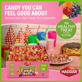 Haddar Assorted Fruit Flavor Dye Free Hard Candy, 2.6lbs | Individually Wrapped Hard Candy Bulk | Natural Colors & Flavorings | No High Fructose Corn Syrup | Healthier Treats | Gluten Free | Kosher