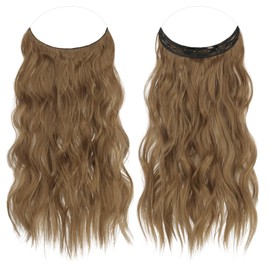 Feshfen Secrets Hair Extensions, Long, Wavy Hair Extensions, Invisible Secret Hair Extensions, Synthetic Hair, Invisible Hairpieces for Women, Golden Brown Mixed, 50 cm