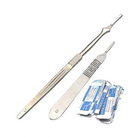 OdontoMed2011 2 Stainless Steel Scalpel Knife Handle #7#3 + 10 Sterile Blades #11 Carbon Steel