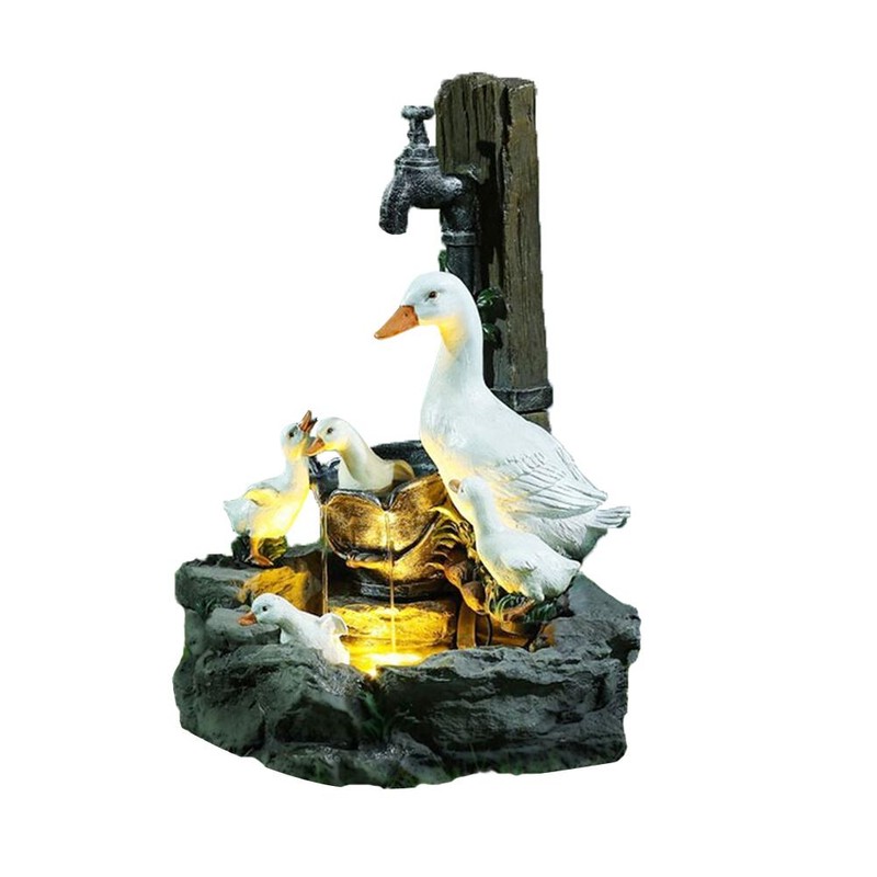 Animal Garden Statue Cute LED Duck Water Fountain Statue Home