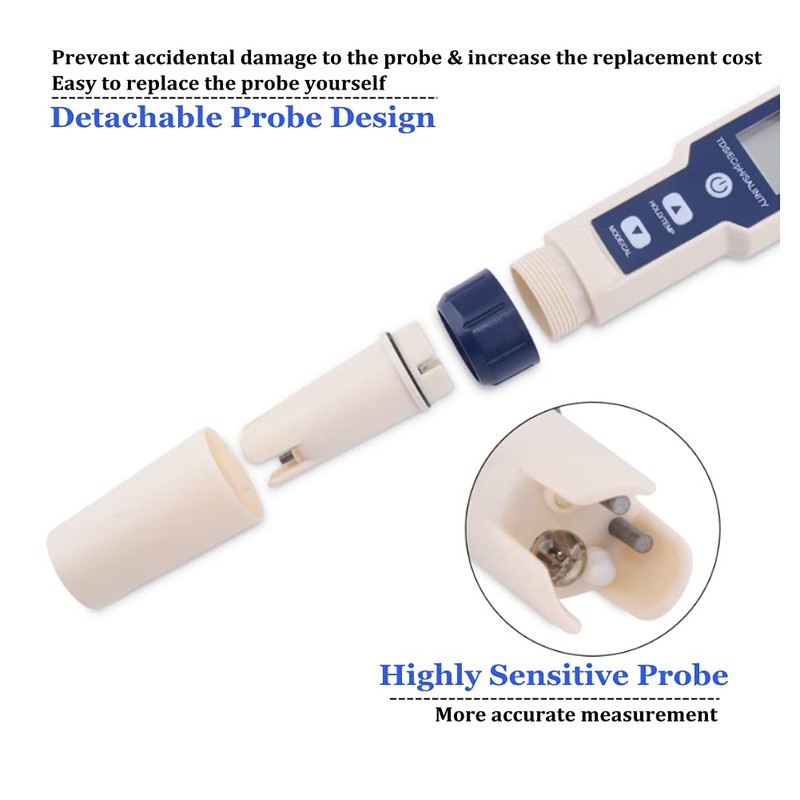 PH Meter, EZ-9909 5 in 1 High Accuracy Portable Digital