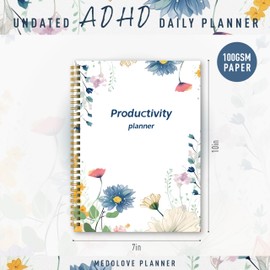ADHD Daily Planner - Productivity Planner & Undated Task Management Organizer for Neurodivergent Adults, Focused Planner for Men & Women - B5 Colorful Flowers