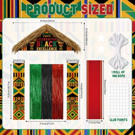 Haull 7 Pcs Juneteenth Party Decorations African American Banners Porch Signs Rug Foil Fringe Curtains Juneteenth Celebrating Black Excellence Backdrop Decor for Outdoor Indoor Freedom Day Supplies
