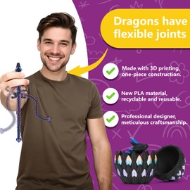 TBOLINE 3D Printed Dragon Eggs with Articulated Dragon Inside,Crystal Dragons Figures Toys,Surprise Dinosaur Eggs,Office Desk Decor,DND Gifts,Desk Toys for Kids Adult (Colorful)