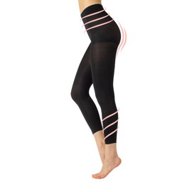100 DEN OPAQUE MEDIUM SUPPORT FOOTLESS TIGHTS | FACTOR 8 SUPPORT AND SHAPER FOOTLESS TIGHTS | S, M, L, XL | BLACK | ITALIAN HOSIERY (XL)