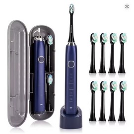 Toolzia Sonic Electric Toothbrush - Rechargeable with 8 Brush Heads