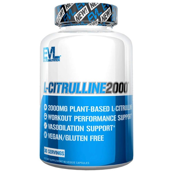 Evlution L-Citrulline2000 Nitric Oxide Supplement for Men Nutrition High Strength L Citrulline Capsules for Enhanced Muscle Strength Recovery and Intense Pumps - Plant Based Nitric Oxide Booster