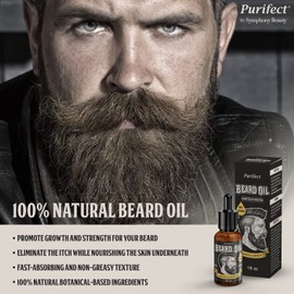 Made In USA Beard Oil 100% Natural Growth Strength Non-Greasy Fast Absorbing 30ml 1fl oz - PURIFECT