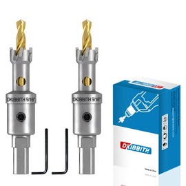 DKIBBITH TCT Hole Saw Set, 2-Pack 9/16" (14mm) Heavy Duty Tungsten Carbide Tipped Hole Cutters for Stainless Steel, Copper, Iron, Brass, Plastic with Titanium-Plated Pilot Drill Bits