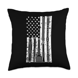 BBQ Cloths Barbecue Smoker Grill Pit-Master Gifts American Flag BBQ Smoker Grill-ing Barbecue Chef Pit-Master Throw Pillow, 18x18, Multicolor