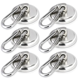 MAGXCENE Pack of 6 Magnetic Hooks, Extra Strong, Load up to 40 kg, 360° Rotatable Magnetic Hooks, 36 mm Neodymium Magnets with Hooks, Magnetic Hooks, Very Strong Magnetic Hook for Kitchen, Camping,