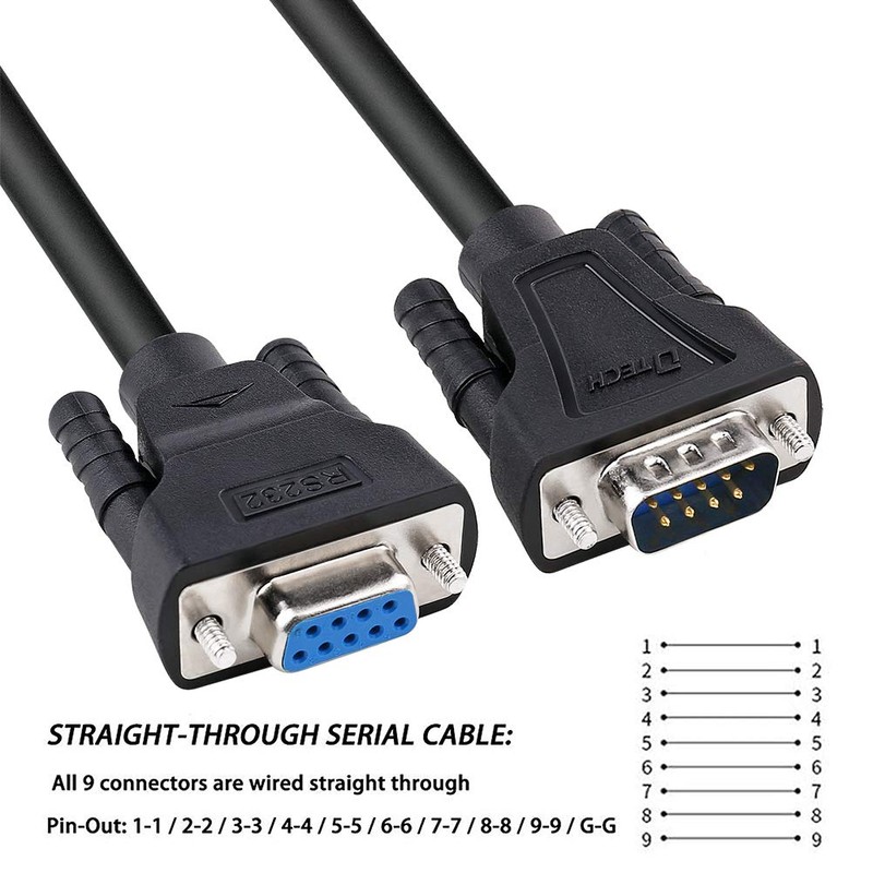 DTech 5ft RS232 Serial Cable Extension Male to Female 9