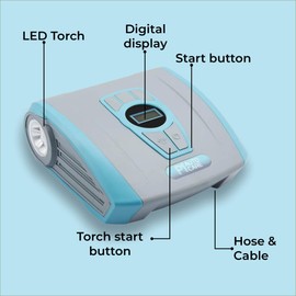 P1 Autocare Tyre Inflator, Portable Air Compressor, 150PSI Car Tyre Pump for Motorcycles, Bike tyres, Sports Balls, Auto Stop Pre-set, Pressure LED Light, LCD Screen, Fast Inflation, Low Noise