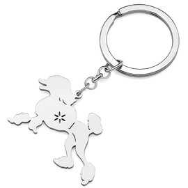 BAMAY Stainless Steel Dog Breed Keyring Pug Chihuahua Labrador Yorkshire Corgi Puppy Keyring Charms Dog Gifts for Women Girls, Silver Plated Poodle